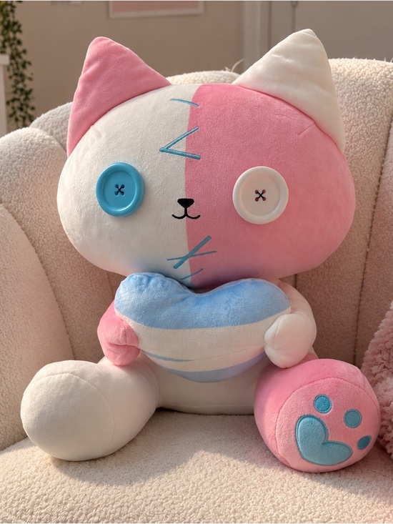 Round1 Other - Fukuya Patch Patch Friends Heart Keeper Mummy Cat Pink White Large Plush Round 1